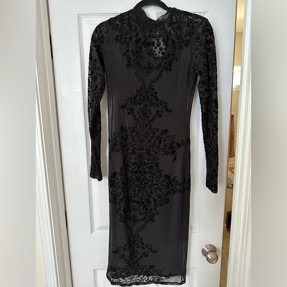 Black Velvet Lace Dress